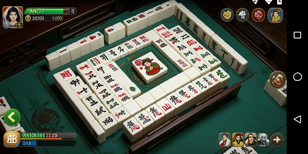 Tangkapan layar gameplay AN777 menampilkan papan Mahjong yang menantang.