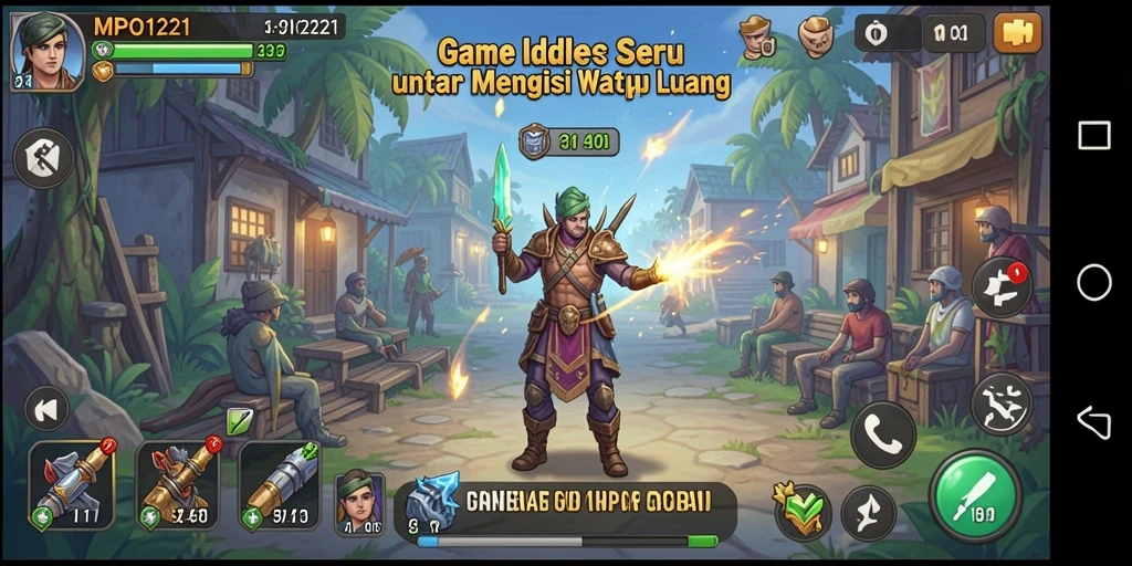 Tampilan gameplay seru dari MPO1221 yang menampilkan karakter dan mekanisme Idle.