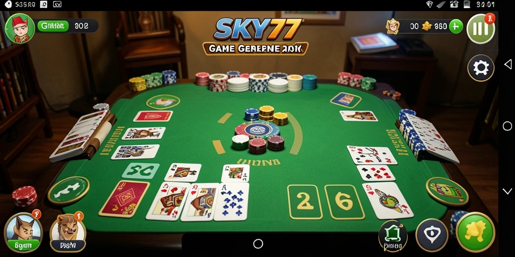 Tampilan gameplay seru Gaple di SKY77 dengan pemain aktif.